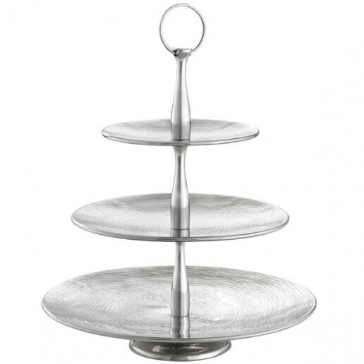 Stainless Three Tier Rice Pattern Display 17&quot;