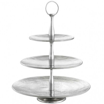 Stainless Three Tier Rice Pattern Display 17&quot;