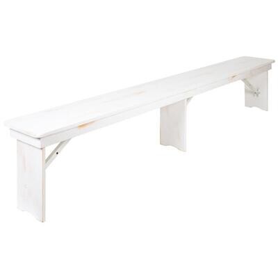 Antique White Pine Folding Farm Bench with 3 Legs 8&#39;