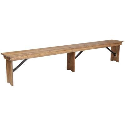 Antique Natural Pine Folding Farm Bench with 3 Legs 8&#39;