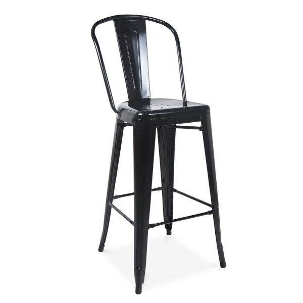 Tolix Black w/ Back Stool