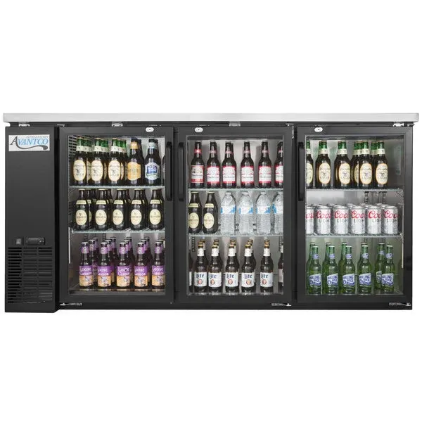 Black Counter Height Glass Bar Back Refrigerator