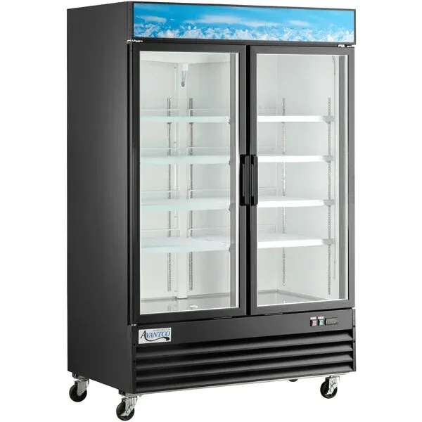 Black Customizable Swing Glass Door Merchandiser Refrigerator with LED Lighting
