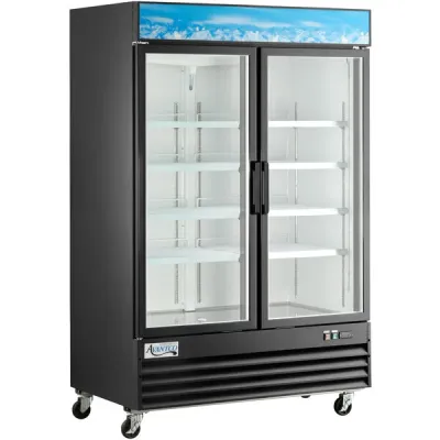 Black Customizable Swing Glass Door Merchandiser Refrigerator with LED Lighting