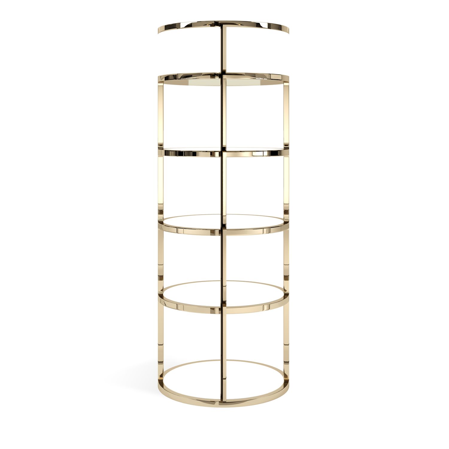 Grand Round Polished Gold Bar Back - White Shelves