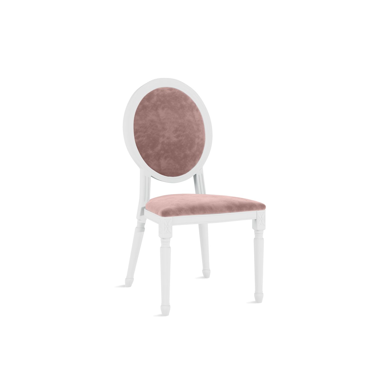 Louis XV Chair White - Dusty Rose Velvet Cushions