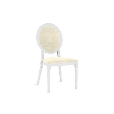 Louis XV Chair White - Ivory Velvet Cushions