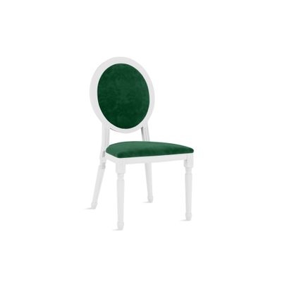 Louis XV Chair White - Emerald Velvet Cushions