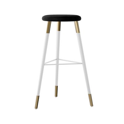 Tivoli Stool White Polished Gold - Black Velvet Cushion