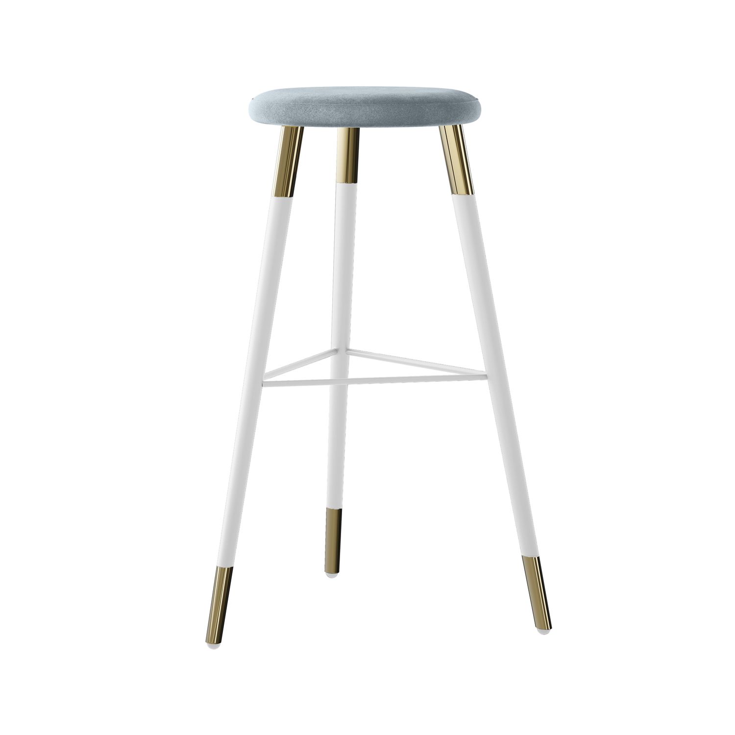 Tivoli Stool White Polished Gold - Rain Velvet Cushion