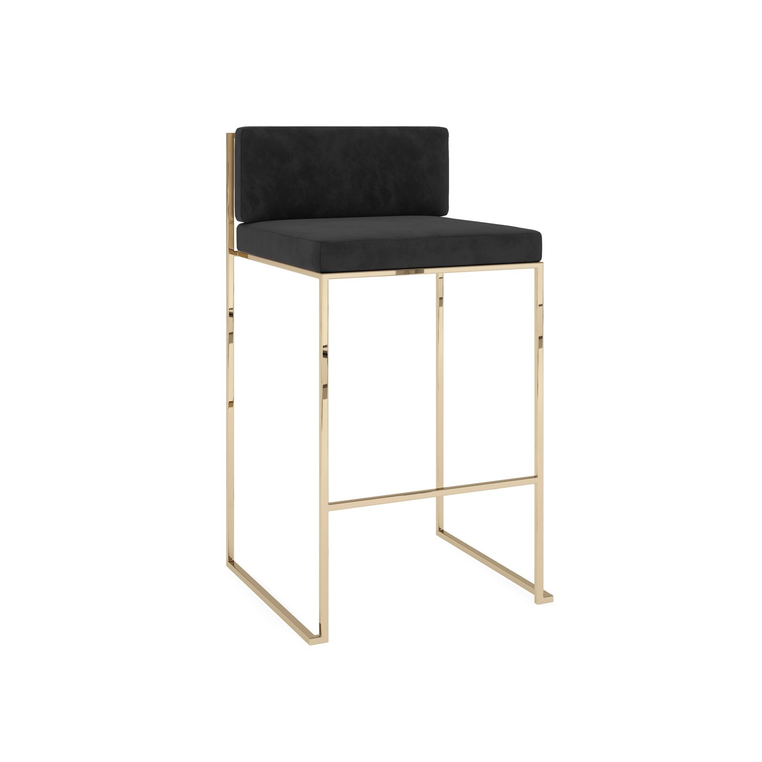 Paramount Stool Polished Gold - Black Velvet Cushion