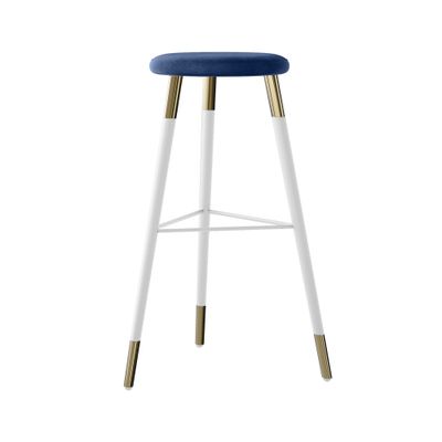 Tivoli Stool White Polished Gold - Sapphire Velvet Cushion