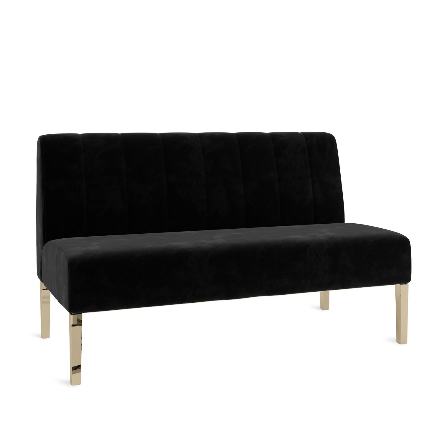 Kincaid Polished Gold Base Love Seat - Black Velvet