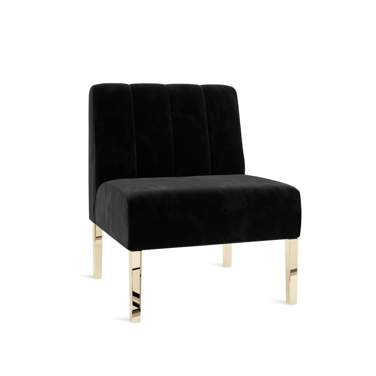 Kincaid Chair Polished Gold Legs - Black Velvet