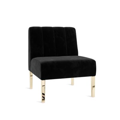 Kincaid Chair Polished Gold Legs - Black Velvet