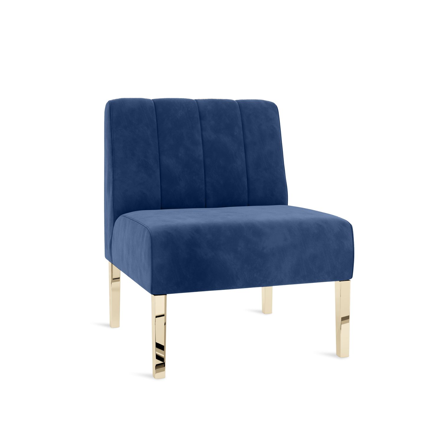 Kincaid Chair Polished Gold Legs - Sapphire Velvet