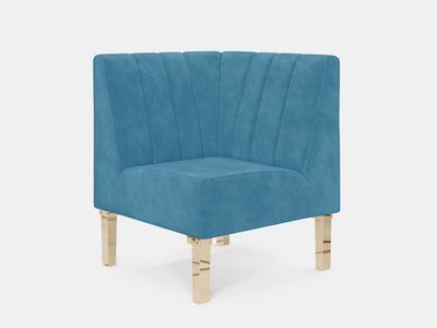 Kincaid Corner Chair Polished Gold Legs - Rain Velvet