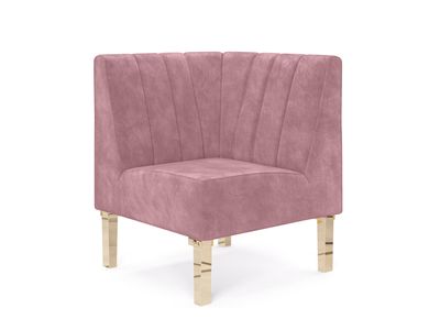 Kincaid Corner Chair Polished Gold Legs - Dusty Rose Velvet