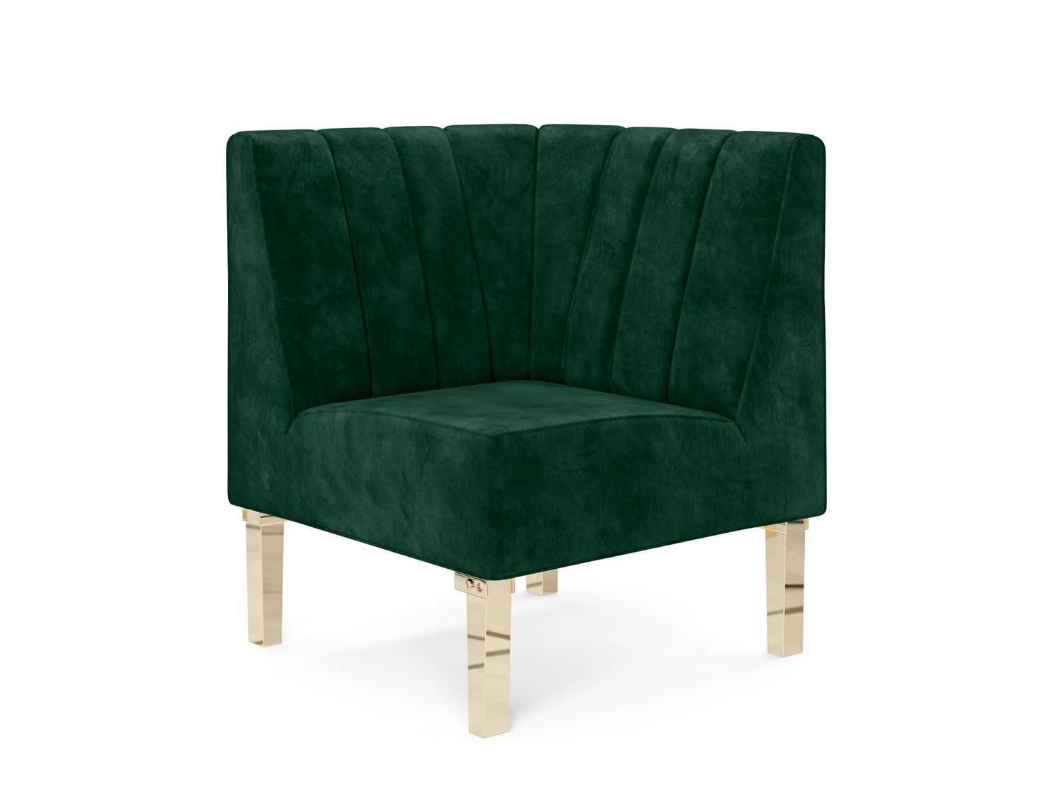 Kincaid Corner Chair Polished Gold Legs - Emerald Velvet