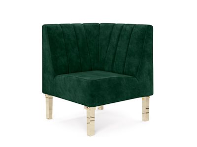Kincaid Corner Chair Polished Gold Legs - Emerald Velvet