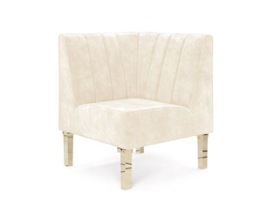 Kincaid Corner Chair Polished Gold Legs - Ivory Velvet