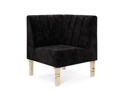 Kincaid Corner Chair Polished Gold Legs - Black Velvet