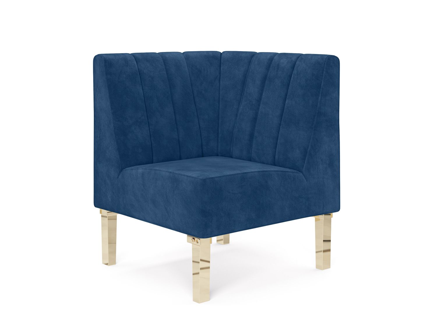 Kincaid Corner Chair Polished Gold Legs - Sapphire Velvet