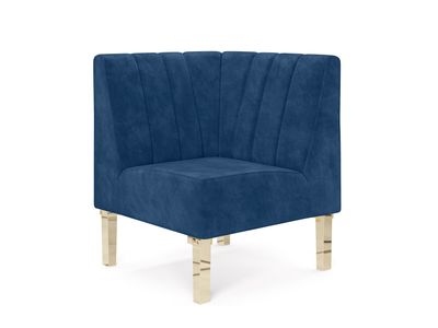 Kincaid Corner Chair Polished Gold Legs - Sapphire Velvet