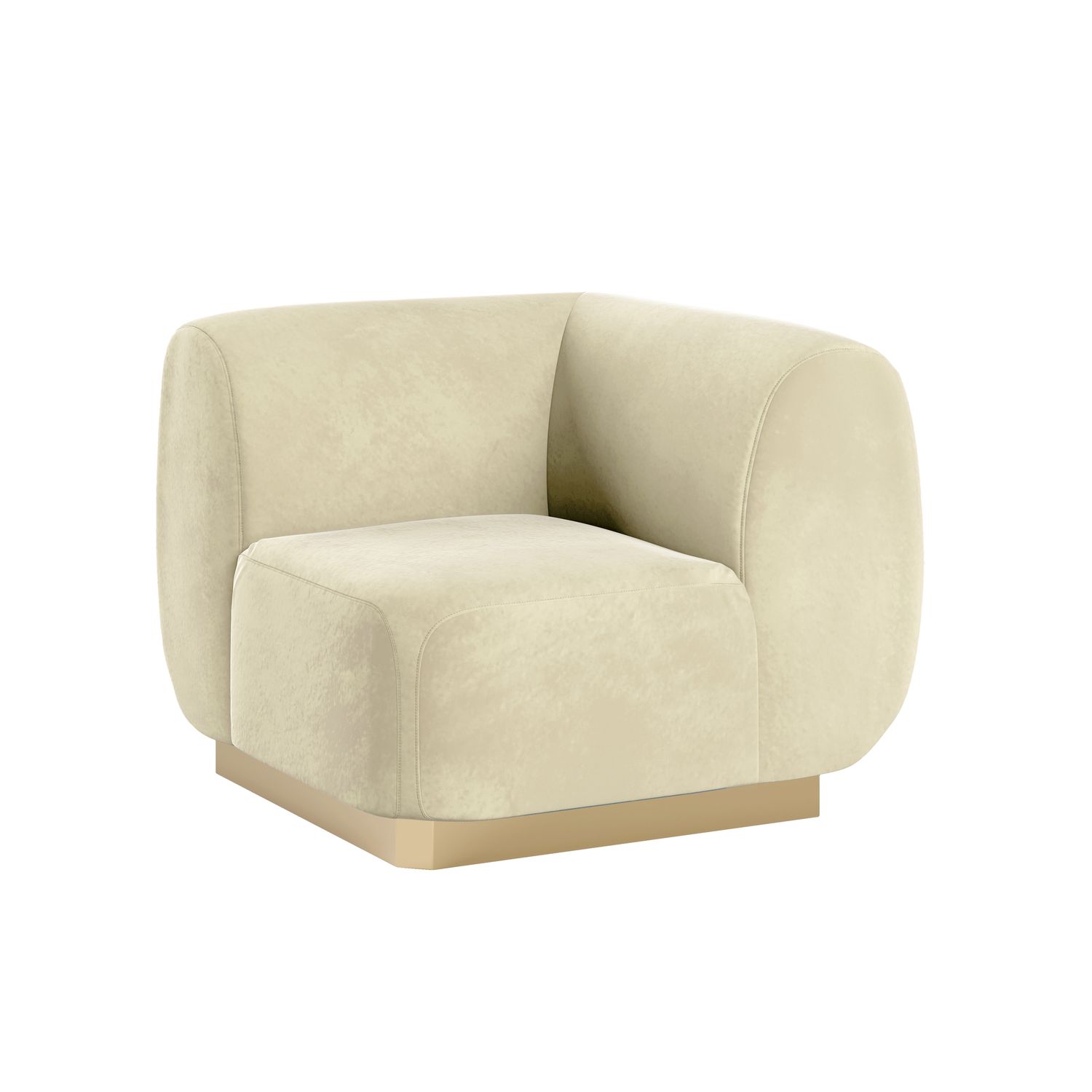 Colette Corner Chair Gold Base - Ivory Velvet