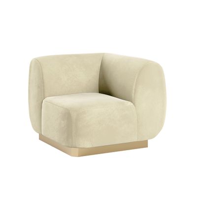 Colette Corner Chair Gold Base - Ivory Velvet