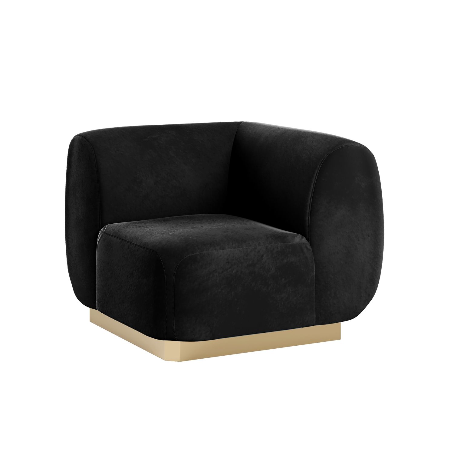 Colette Corner Chair Gold Base - Black Velvet