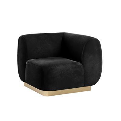 Colette Corner Chair Gold Base - Black Velvet