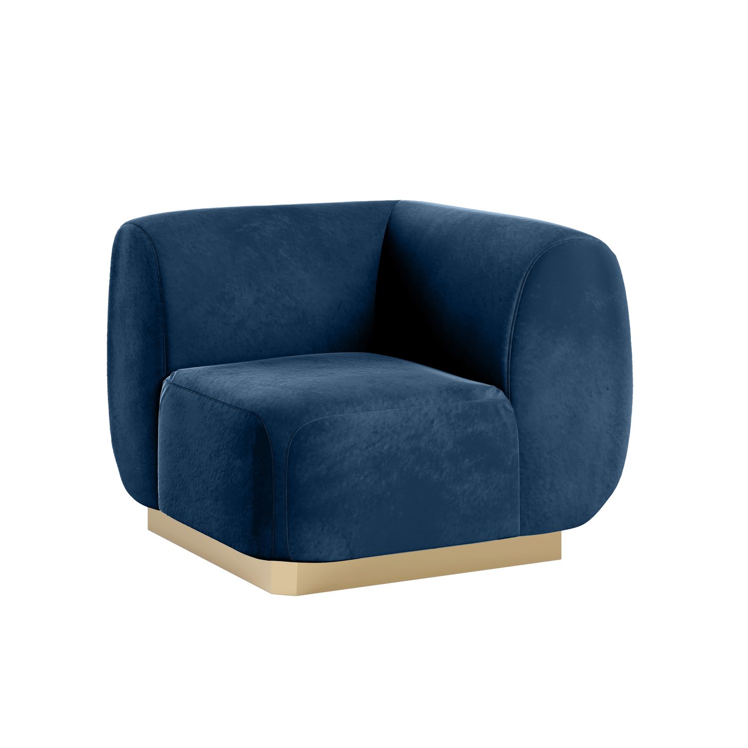 Colette Corner Chair Gold Base - Sapphire Velvet