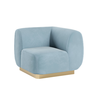 Colette Corner Chair Gold Base - Rain Velvet