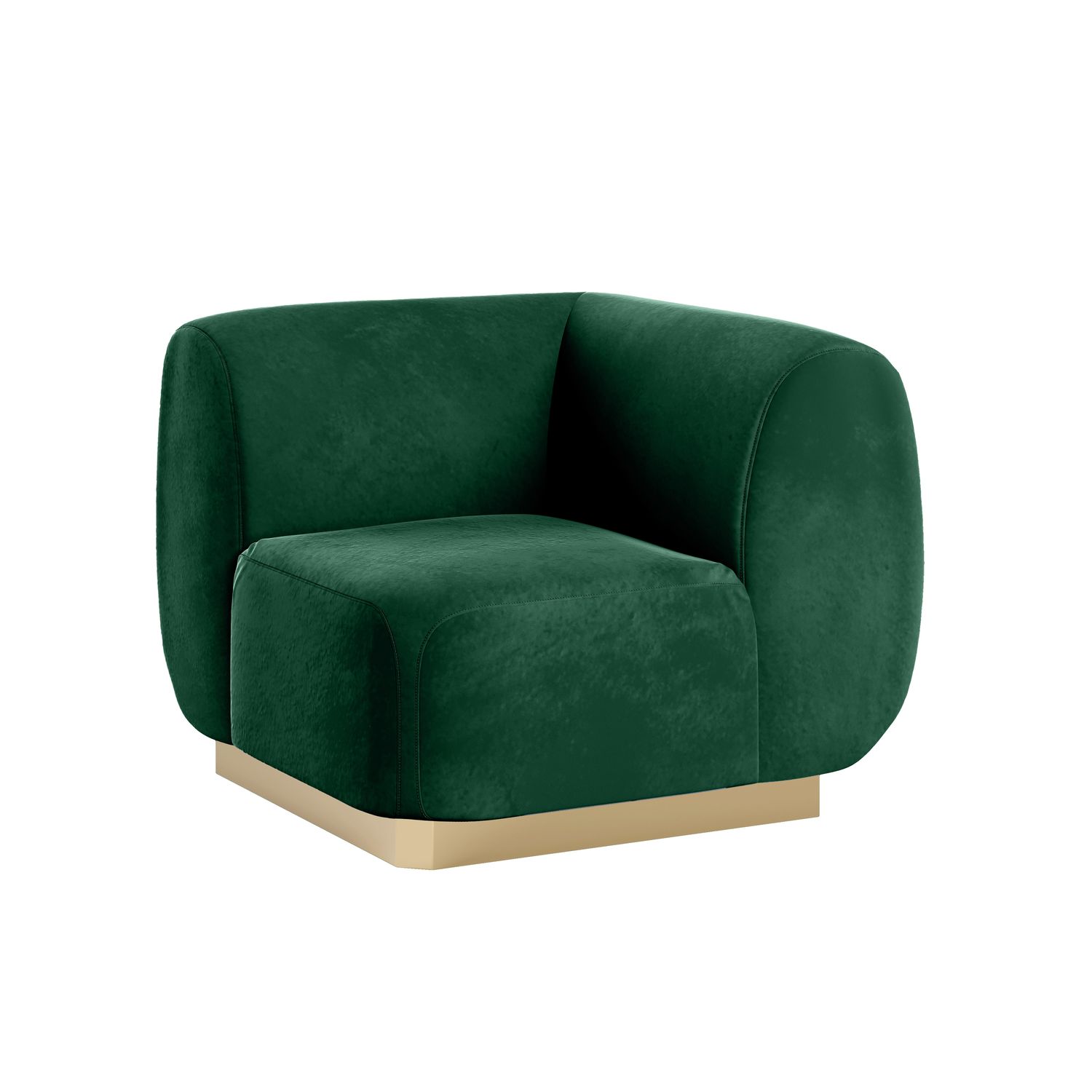 Colette Corner Chair Gold Base - Emerald Velvet