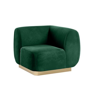 Colette Corner Chair Gold Base - Emerald Velvet