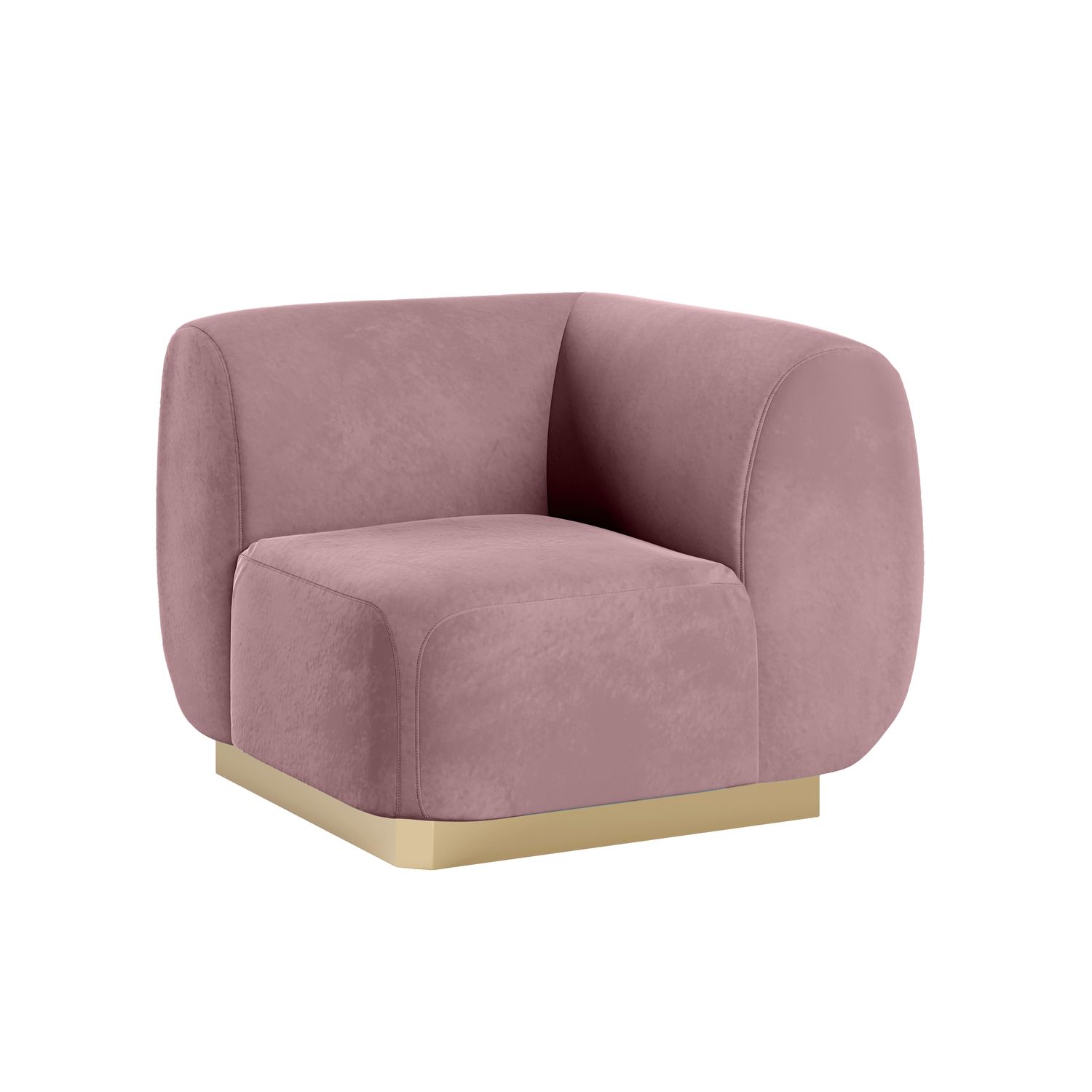 Colette Corner Chair Gold Base - Dusty Rose Velvet