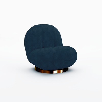 Pearl Chair Polished Gold Frame - Sapphire Velvet