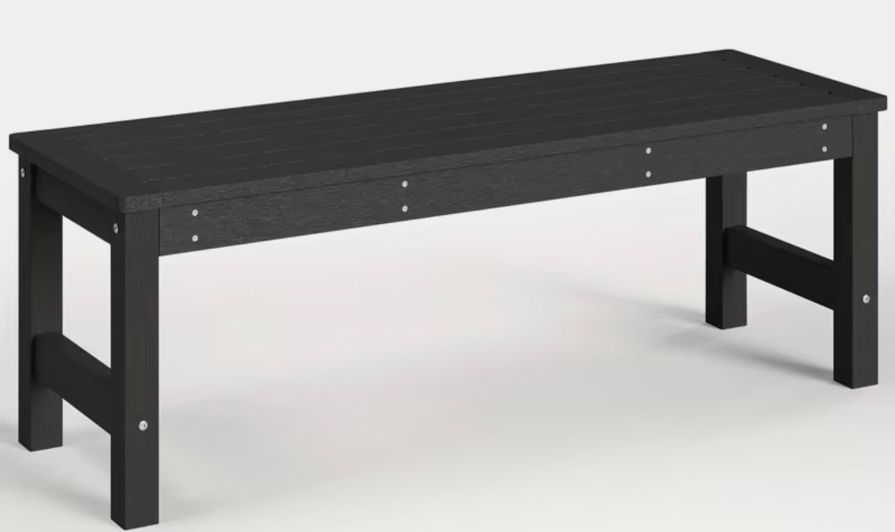 48" HDPE Black Outdoor Bench