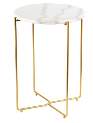 Marble top Gold Metal Round 15 in Side End Table Marble top Gold Metal Round 15 in Side End Table