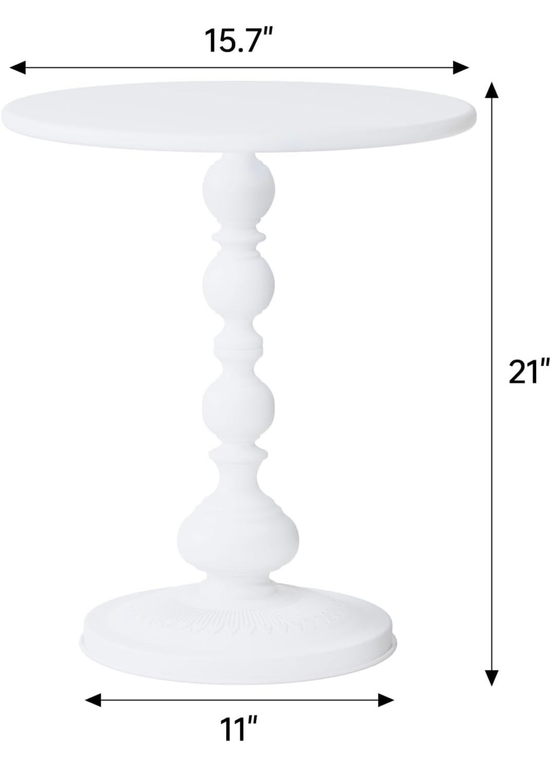 White Metal 15" Round Side End Table White Metal 15" Round Side End Table