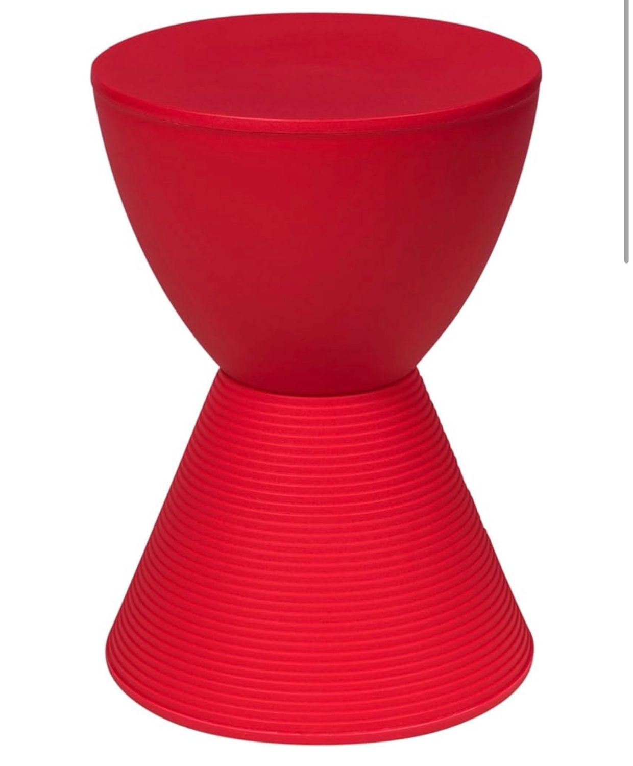 Red Hourglass Drum Side Table