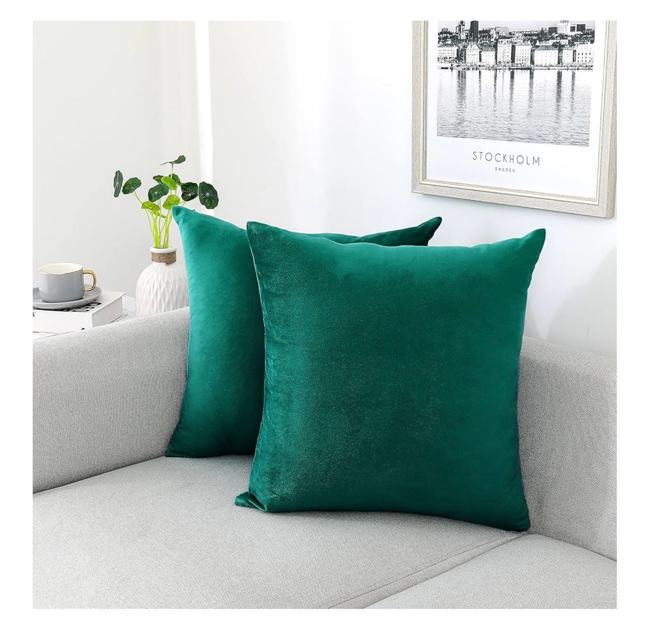 Emerald Velvet Throw Pillow 18" - Set of 2 Emerald Velvet Throw Pillow 18" - Set of 2