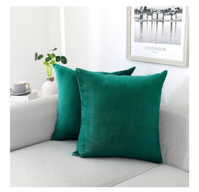 Emerald Velvet Throw Pillow 18" - Set of 2