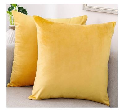Yellow Velvet Throw Pillow 18" - Set of 2