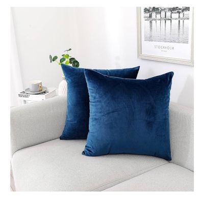 Sapphire Velvet Throw Pillow 18" - Set of 2