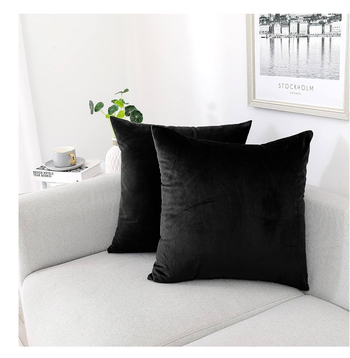 Black Velvet Throw Pillow 18" - Set of 2 Black Velvet Throw Pillow 18" - Set of 2