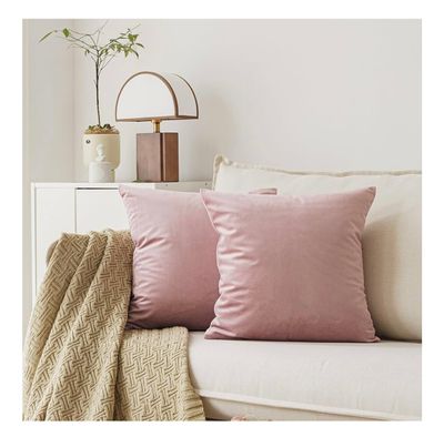 Dusty Rose Velvet Throw Pillow 18" - Set of 2