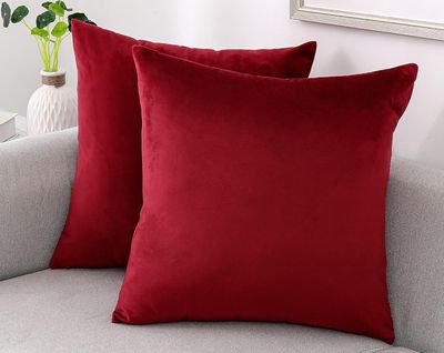 Crimson Velvet Throw Pillow 18" - Set of 2