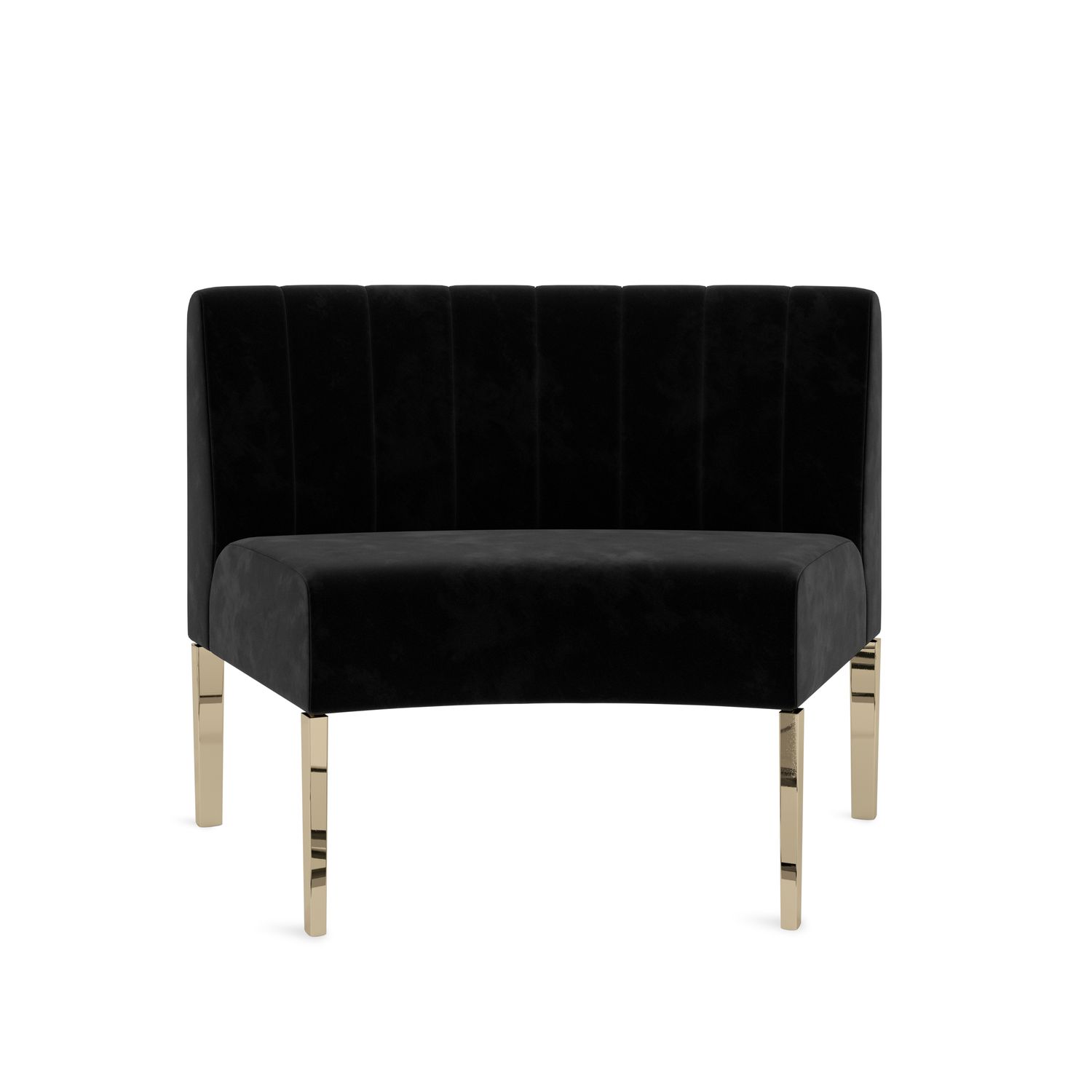 Kincaid Inside Round Chair Polished Gold Legs - Black Velvet